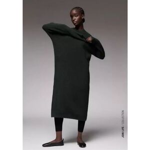Brand New. Zara Oversized Sweater Dress. Hunter Green.